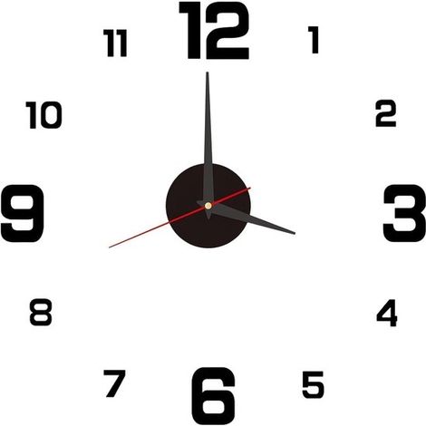 Grande horloge murale 3D, 40 cm, silencieuse, autocollante, moderne et décorative, idéale pour le salon, la cuisine, la chambre et le bureau. (1/5)