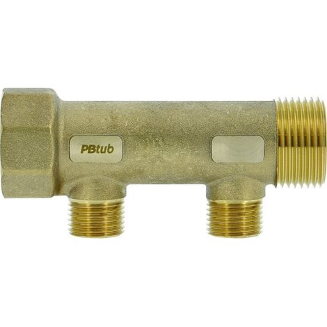 Collecteur de distribution laiton 1" 2 sorties 1/2" à portée plate certifié ACS chauffage et sanitaire - THERMADOR COLC262P