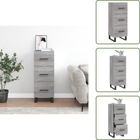 The Living Store Sideboard Grau Sonoma 34,5x34x90 cm Holzwerkstoff - Holzwerkstoff (1/5)