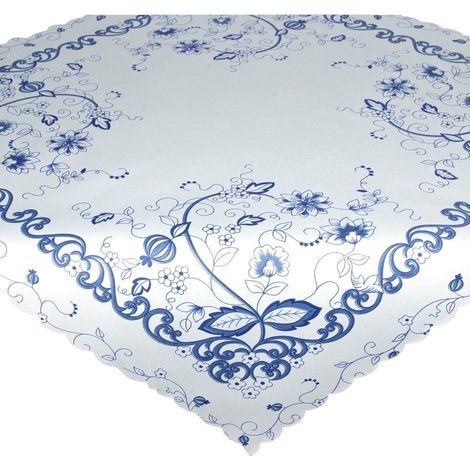 Nappe de table BLEU blanc carré 80x80 cm (1/2)