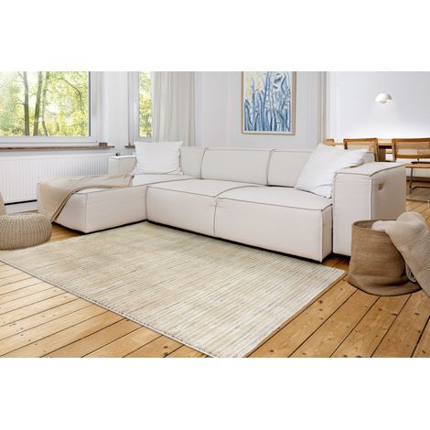 ASTRA Tapis «Lou» Rayures gris crème 133 x 190 cm tapis à poils courts doux (1/5)