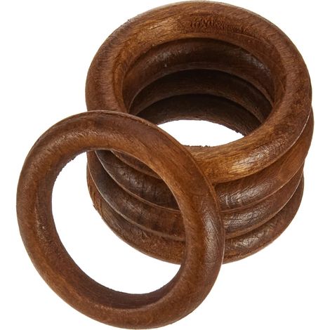 Anneaux en bois décoratifs – Lot de 5 – Pour décoration intérieure rustique – Bois brun foncé – Accessoires rideau – Ateliers 28