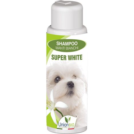 Shampooing Super Blanc pour chiens à poil blanc, délicat, ravive la blancheur du poil en lui donnant un nouvel éclat
