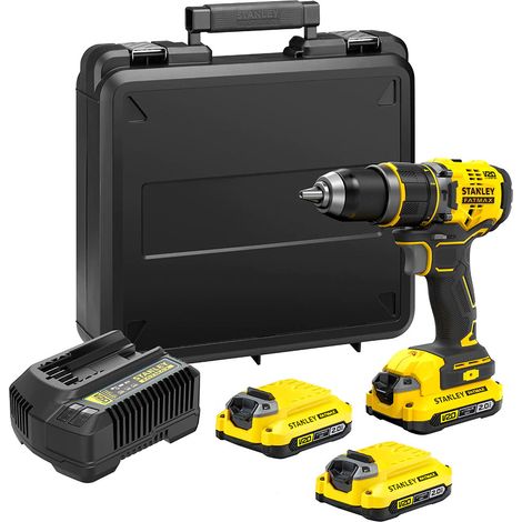 Trapano Avvitatore con percussione Brushless a batteria 18V con 3 batterie LI-Ion 2 Ah V20 SFMCD721D2K FATMAXB. STANLEYB. (1/5)