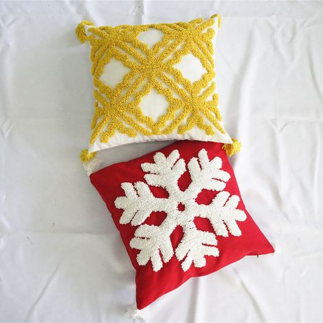 Lot de 2housses de coussin de Noël, coussins en velours peluche 45x45 cm sans noyau d'oreiller, YMYNY (1/5)