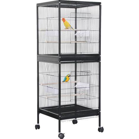 Jaula para pájaros, diseño espacioso, fácil acceso, color negro. (1/2)