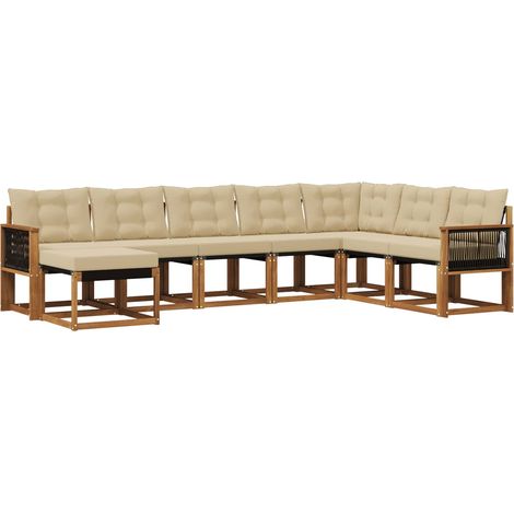 Outdoor Sofa Set with Cushion 8 pcs Natural and Beige vidaXL (1/5)
