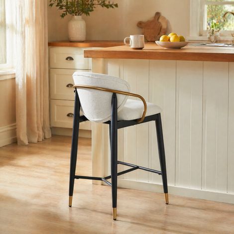 Tabourets de bar lot de 2 réglables beige noir or OKMYHOME (1/5)