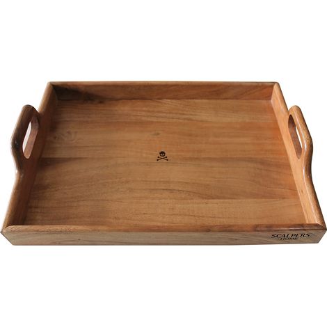 Bandeja Madera de Acacia Logo Calavera 41x30cm Alto 10cm - SpazioLuzio