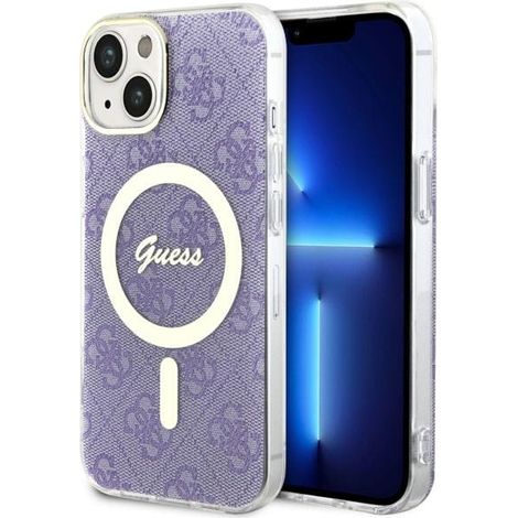 Funda rígida Guess GUHMP14MH4STU para iPhone 14 Plus/15 Plus de 6,7 pulgadas, color morado, compatible con 4G y MagSafe. (1/5)