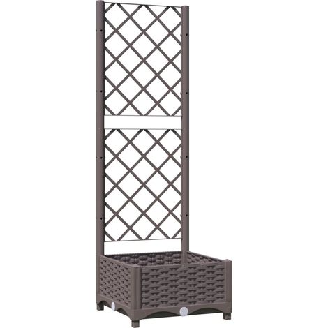 Garden Planter with Trellis Brown 40x40x121.5 cm PP vidaXL