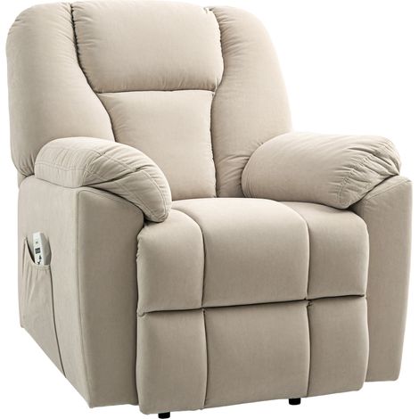 Fauteuil releveur électrique avec fonction massage et chauffage avec dossier inclinable, ports USB, télécommande, beige (1/5)