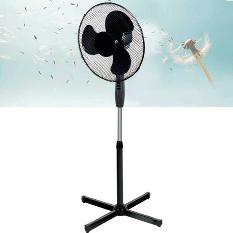 Trade Shop - Ventilador De Columna Independiente 45w Palas 40cm 3 Velocidades Altura Regulable Negro - (1/5)