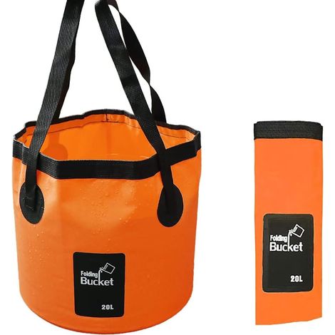 Seau à Eau Pliable, 20L Seau Pliable Portatif Conteneur De Stockage De Camping Lavabo Pour Voyager Randonnée Pêche Nautisme Jardinage (30 x 27cm) (1/5)