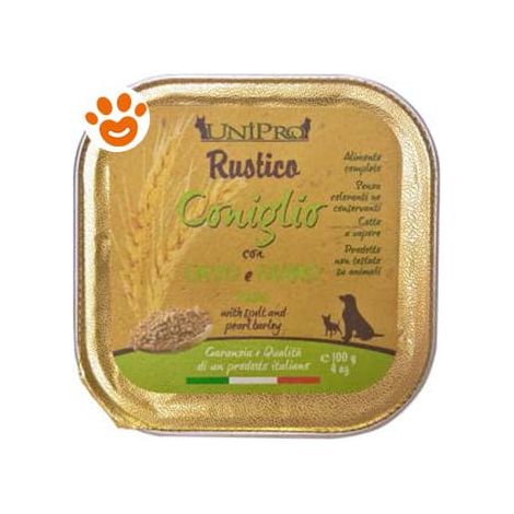 Unipro Dog Rustico Coniglio Orzo e Farro - Vaschetta 100 Gr -