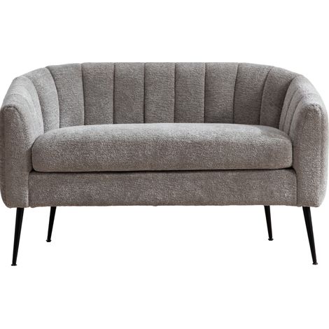 Canapé 2 places compact en tissu chenille gris avec pieds métalliques réglables (1/5)