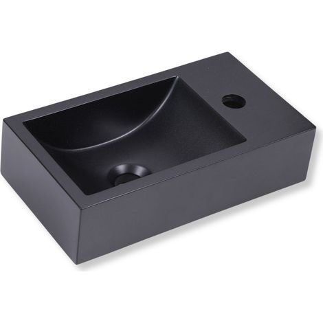 STILFORM Gäste WC Waschbecken QUARZ Schwarz Matt mit Hahnloch:Hahnloch Links (1/5)