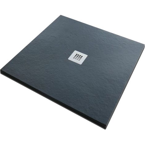 Piatto doccia quadrato effetto pietra antracite  80x80 cm