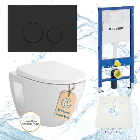Geberit Vorwandelement Vento WC Spülrandlos Betätigungsplatte schwarz matt Komplettset (1/4)