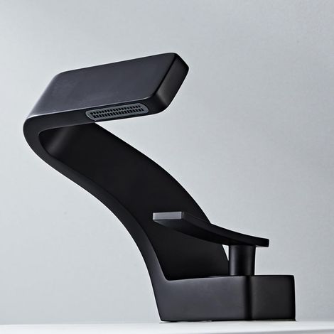 Black washbasin tap, single-handle waterfall mixer tap for a modern and elegant bathroom (1/5)