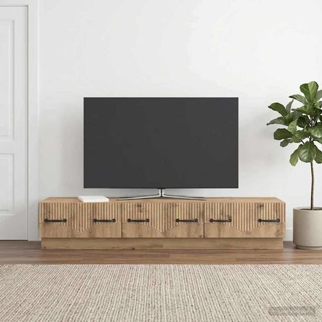 Meuble TV avec 3 tiroirs, bois d’ingénierie, chêne artisanal, 147 x 34,5 x 27 cm - PANGIVO (1/5)