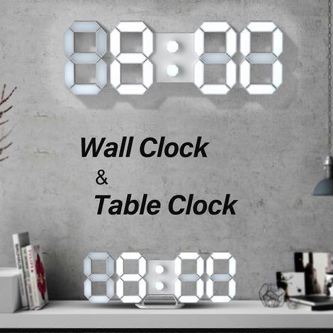 Horloge murale LED 3D Warehouse, design moderne, horloge de table numérique avec alarme et veilleuse - L - sans alimentation (1/4)