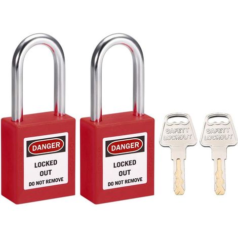 2 pièces Rot Lockout-Tagout-Sperren 1-1/2 Zoll avec 1 Schlüssel Kunststoff (1/4)