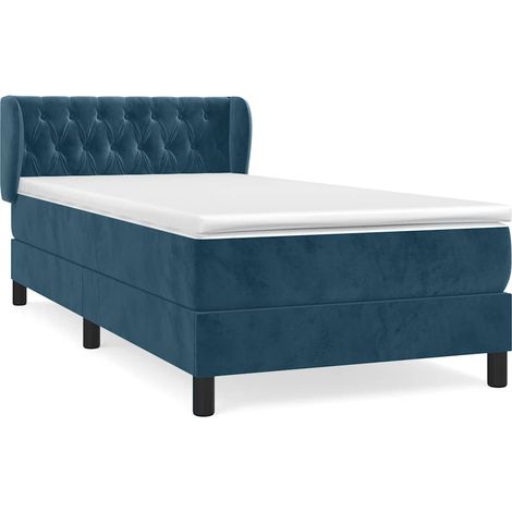 Maison Exclusive - Giroletto a Molle con Materasso Blu Scuro 90x190 cm in Velluto (1/5)