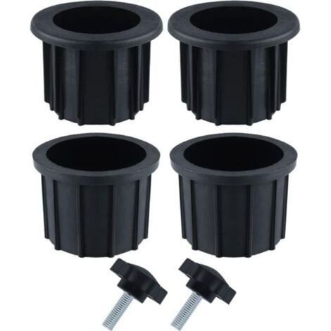 2 Ensembles (6 pièces) Accessoires Parasol Balcon, 4 Anneaux de Trou de Parapluie et 2 Vis à Bouton à Main, Accessoires de Support de Parapluie pour Table de Terrasse Balcon Terrasses (Noir) (1/5)