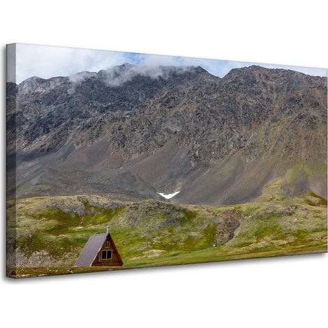 Stampa su tela "Casetta nella natura in montagna" 100x60 cm