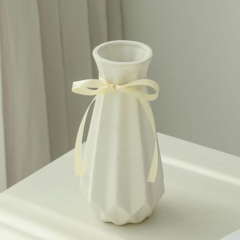 Vase en céramique origami avec ruban, 20 cm de haut, vase à fleurs de style géométrique artistique pour une décoration intérieure moderne (1/4)
