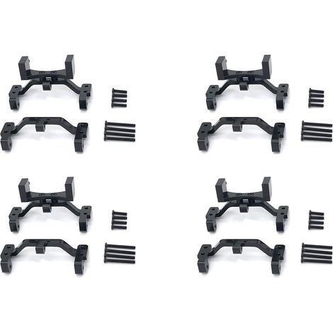4X pour MN D90 D91 D96 MN99S 1/12 Pièces de Mise à Niveau de Voiture TéléCommande SièGe de Base de Tige de Traction en Métal et Accessoires de de Support de Servo, Noir (1/2)