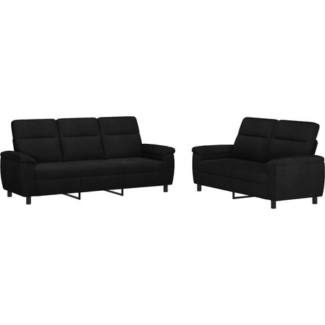 Sofa-Set 2 pcs Schwarz Stoff vidaXL