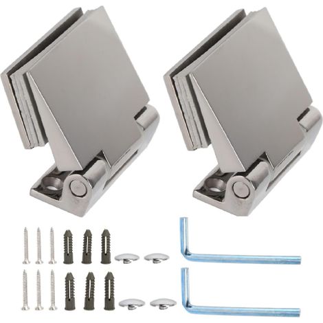 Charnière Douche Verre Charnières de Porte 90 Degrés Acier Inoxydable 304 - Lot de 2 Fixations Murales Robustes pour Porte Salle de Bain, Épaisseur Verre 8 à 12 mm, Kit Complet et Stable (1/5)