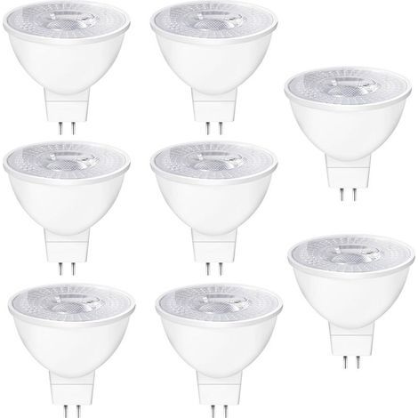 Lot de 8 Ampoules LED GU5.3 MR16 12V, 6W, Blanc Chaud 2700K, 550LM, 38° Angle, Ampoules LED AC/DC Lampe Réflecteur Non Dimmable, (1/5)