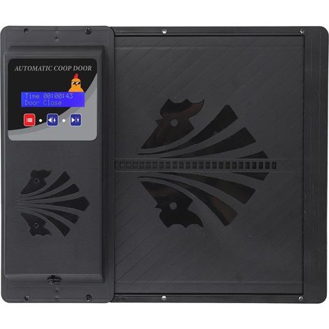 – Automatische elektrische Hühnerstalltür mit Zeitschaltuhr – LED-Anzeige – Einklemmschutz – Robustes schwarzes Kunststoff (1/5)