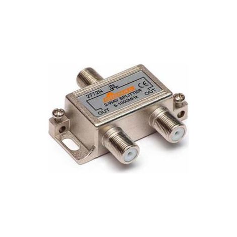 FPLUS distribuidor ant.tv.2 vias , Distribuidor en carcasa de molde fundido de zinc
Con derivador de potencia CC satélite, bañado en níquel
Conexión 1 conector F hembra
Conexión 2