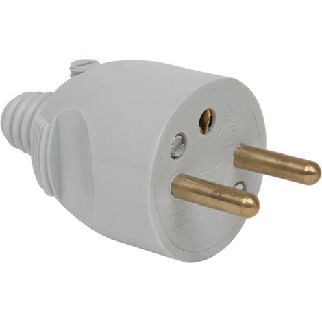 DEBFLEX - FICHE MALE 2P+T 16A DROITE A COIFFE GRIS - 713520