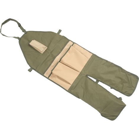 Tablier de jardinage vert kaki en tissu Oxford 600D, plusieurs poches, résistant, boucle réglable, tablier de travail pour le jardin (1/5)