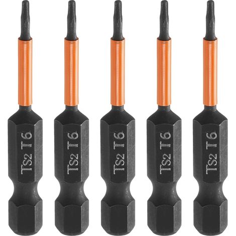5Pcs Embout Tournevis Torx T6 Tige Hexagonale 1/4" Long 2" (50mm) (1/5)
