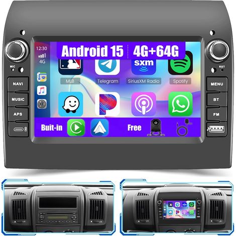 [4G+64G] Android 15 Autoradio pour Ducato/Citroen Jumper/Peugeot Boxer 2011-2015 avec Wireless Carplay Android Auto, 7" Écran Radio avec GPS WiFi RDS/FM Bluetooth EQ Caméra de Recul Mic (1/5)