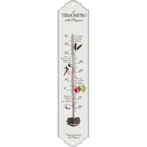 Termometro Decorativo in Metallo - Bianco Laccato - 300x65 mm