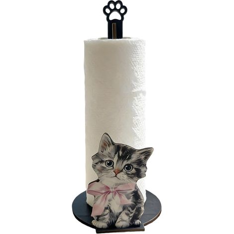 Porte Rouleau Papier Toilette Chat Support Drôle Assis Debout Chat Chien Porte-papier toilette en forme de crottin Pour salle de bain cuisine salon chambre d'meuble camping caravane (1/5)