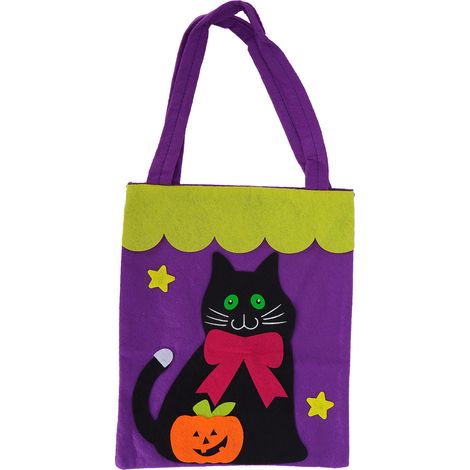 Sac fourre-tout d'Halloween en tissu non tissé, décoration pour fête à la maison, accessoire de rangement (Chat noir) (1/5)
