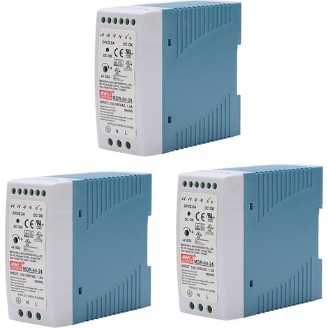 3X Mdr-60 24V 20W Alimentation Sur Rail Din Alimentation Du RéGulateur de Tension Du Driver Ac-Dc 110V 220V (1/5)