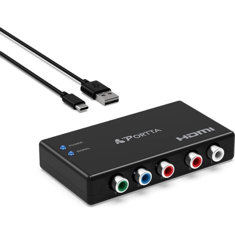 Component vers HDMI Converter, 5 RCA YPbPr to HDMI Video Converter, RGB toHDMI Convertisseur Compatible vers PS2, PS3, Wii, DVD, Xbox 360, HDTV, Monitor (1/5)