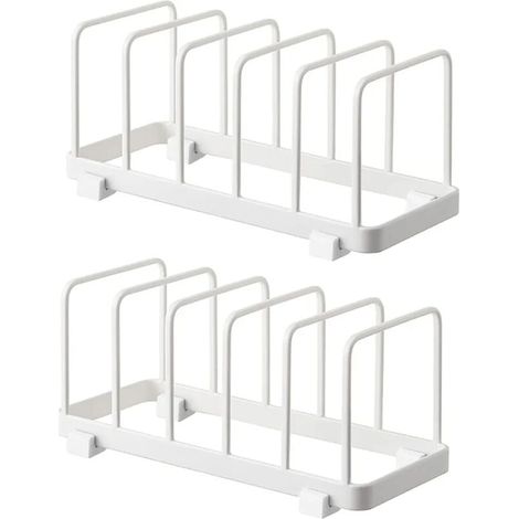 Assiette Organisateur, Égouttoir à Vaisselle, Supports à Assiettes, Organisateur d'Étagère à Assiettes, Rangement de Planche à Découper pour Cuisine Comptoir Placard (Blanche, 2 Pièces) (1/5)