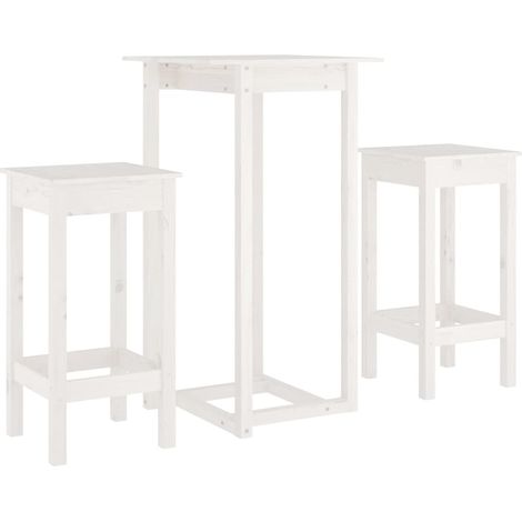 Ensemble de bar 3 pcs  Meubles de salle à manger Blanc Bois de pin massif (1/5)