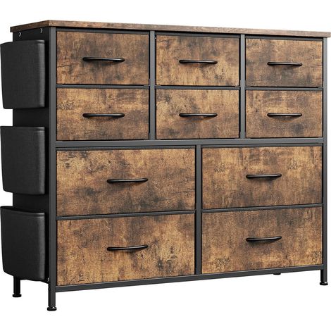 Commode avec 10 tiroirs en Tissu, Commode Chambre, Meuble de Rangement, Meuble Chambre, Armoire à tiroirs pour Cuisine, Bureau, Couloir, Meuble TV avec tiroirs(marron) (1/5)