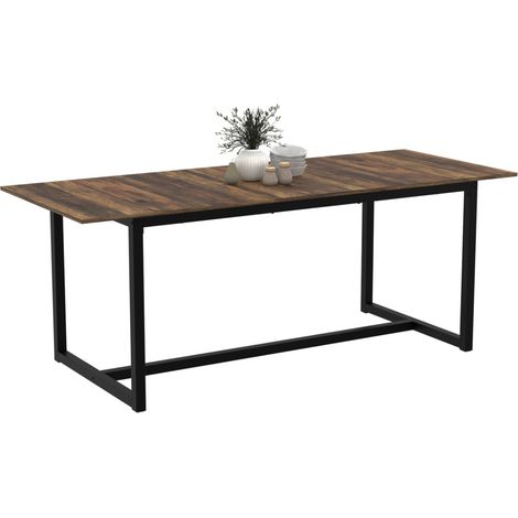 Idmarket – Table à manger extensible rectangle 160-200 cm – 6-10 personnes – Bois foncé et métal – Design industriel moderne (1/5)
